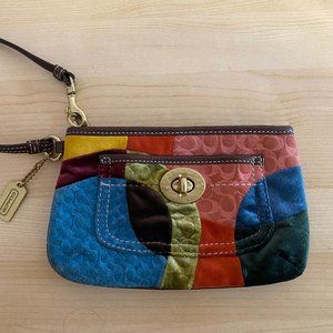 Velvet Patwork Coach Wristlet